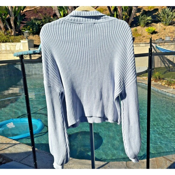 🩶 Blue Blush Ribbed Quarter-Zip Sweater (Style #1BT05779)L - Picture 4 of 4